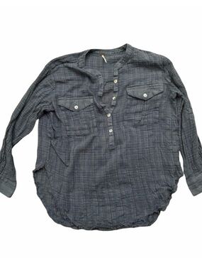 Free People Talk To Me Gauze Crinkle Top